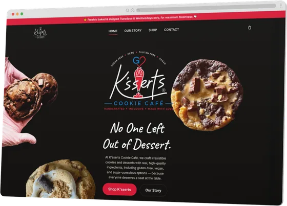 K’sserts website on a computer