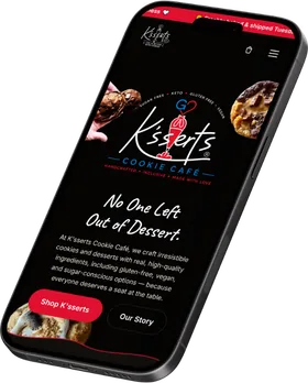 K’sserts website on a phone